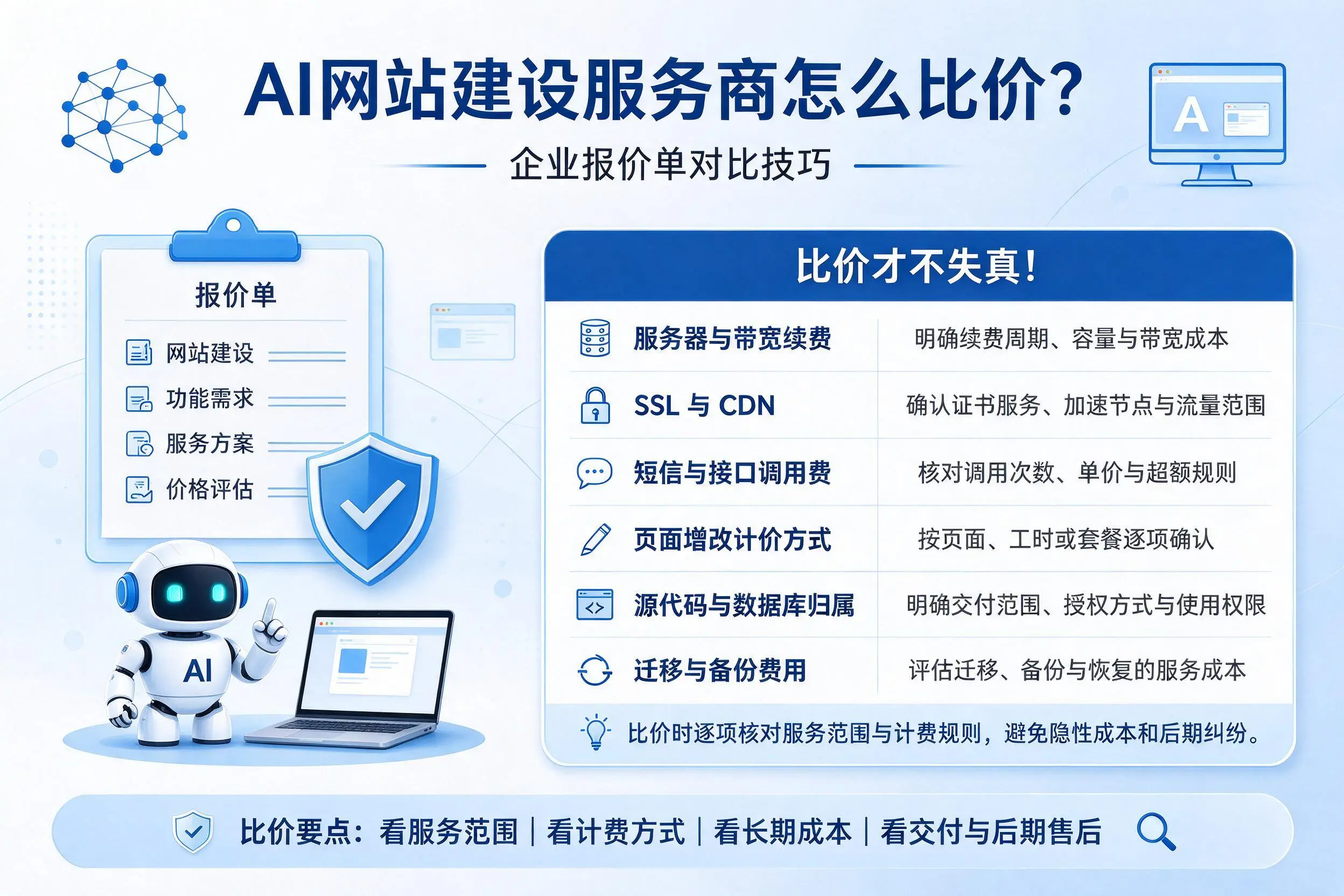AI网站建设服务商怎么比价？迪庆企业报价单对比技巧