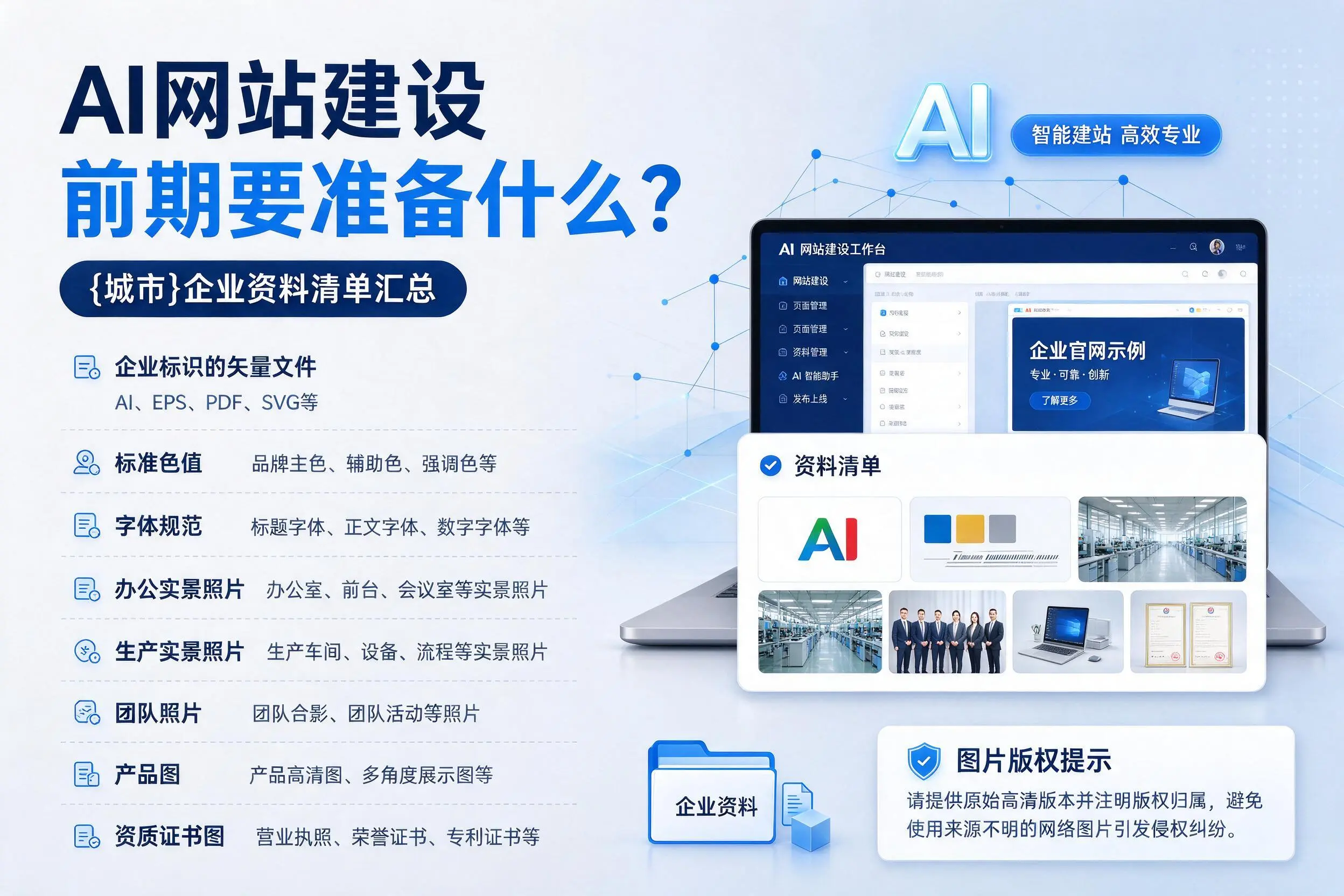 AI网站建设前期要准备什么?迪庆企业资料清单汇总